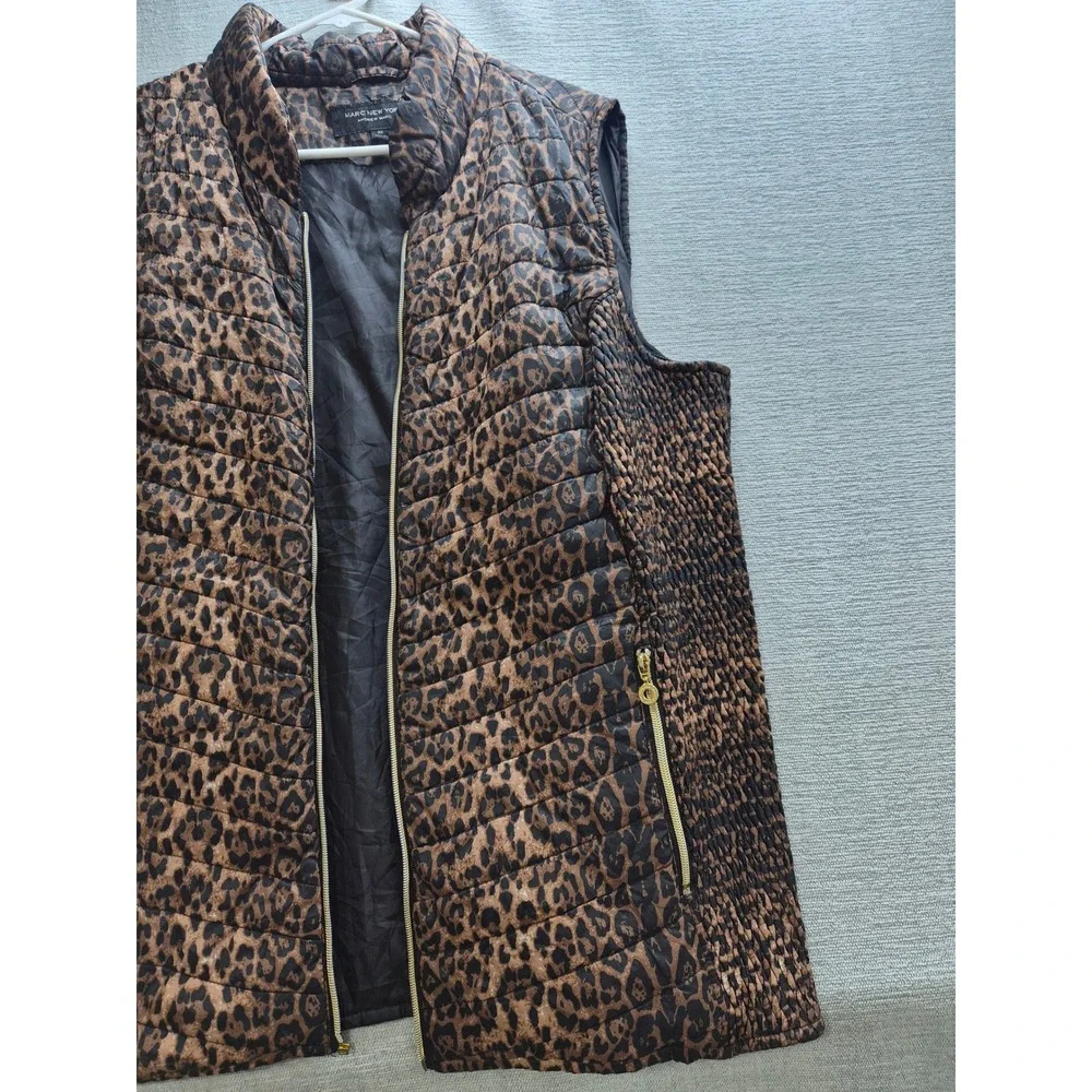 Andrew Marc Puffer Vest Womens 3X Brown Black Lined Mock Neck Winter No Zip